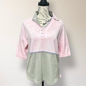 Jamie Sadock M Pink Gray Colorblock Cotton Short Sleeve Golf Polo Preppy Active